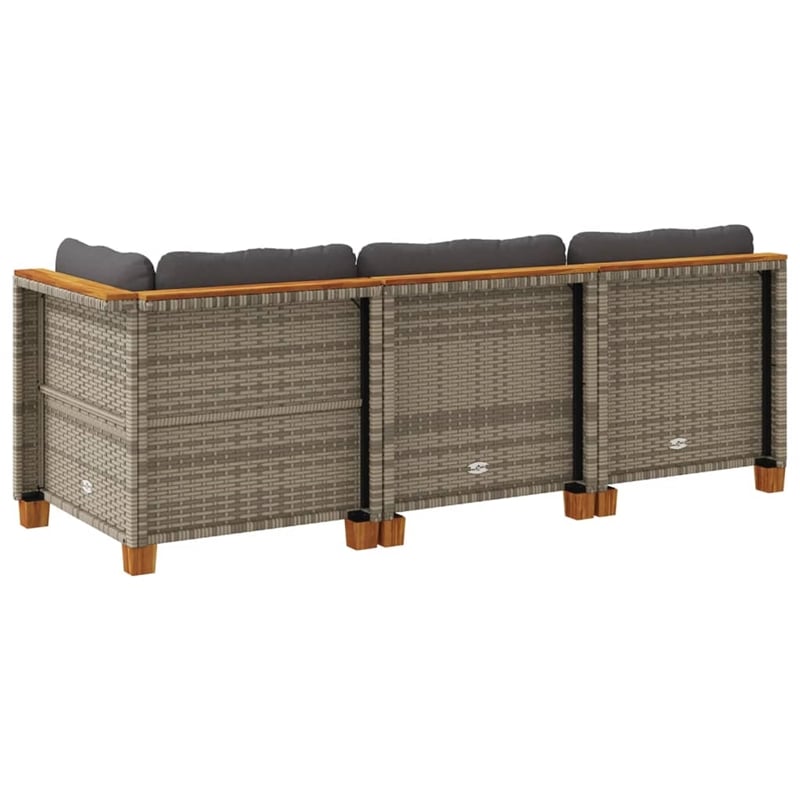 Pemberly Row 3-Piece 3-Seater Modular PE Rattan Garden Sofa Set in Gray