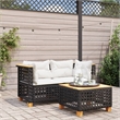 Pemberly Row 2 Pcs PE Rattan Medium Modular Garden Sofa Set in Black