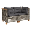 Pemberly Row Synthetic Poly Rattan 2 Pcs Garden Sofa Set in Gray