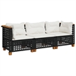 Pemberly Row Contemporary 3 Pcs Garden Sofa Set in Black And Cream