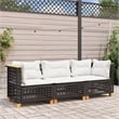 Pemberly Row Contemporary 3 Pcs Garden Sofa Set in Black And Cream