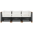 Pemberly Row Contemporary 3 Pcs Garden Sofa Set in Black And Cream