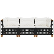 Pemberly Row Contemporary 3 Pcs Garden Sofa Set in Black And Cream