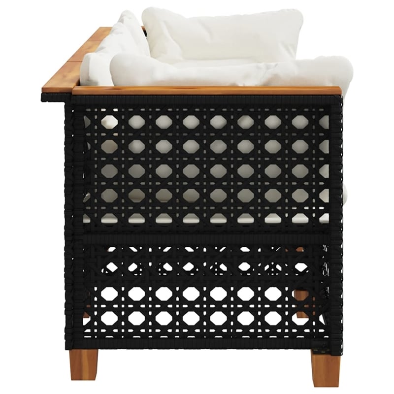 Pemberly Row Contemporary 3 Pcs Garden Sofa Set in Black And Cream