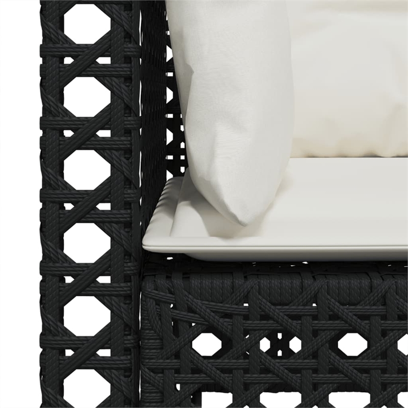 Pemberly Row Contemporary 3 Pcs Garden Sofa Set in Black And Cream