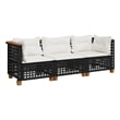 Pemberly Row Contemporary 3 Pcs Garden Sofa Set in Black And Cream