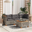 Pemberly Row 3 Pcs PE Rattan 3-Seater Modular Garden Sofa Set in Gray
