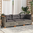 Pemberly Row 3 Pcs PE Rattan 3-Seater Modular Garden Sofa Set in Gray