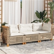 Pemberly Row Synthetic Poly Rattan 3 Pcs Garden Sofa Set in Beige