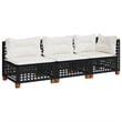 Pemberly Row Contemporary 3 Pcs Garden Sofa Set in Black & Cream/White