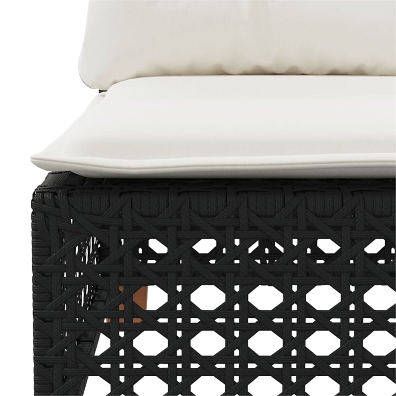 Pemberly Row Contemporary 3 Pcs Garden Sofa Set in Black & Cream/White