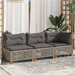 Pemberly Row Synthetic Poly Rattan 3 Pcs Garden Sofa Set in Gray