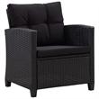 Pemberly Row Synthetic Poly Rattan 6 Pcs Garden Sofa Set in Black