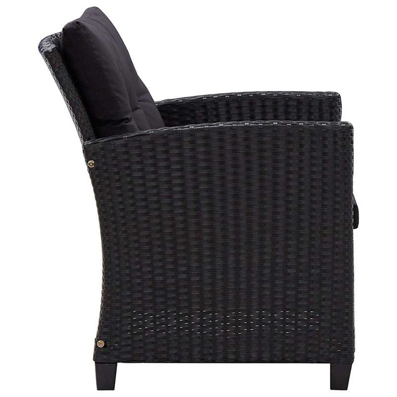 Pemberly Row Synthetic Poly Rattan 6 Pcs Garden Sofa Set in Black