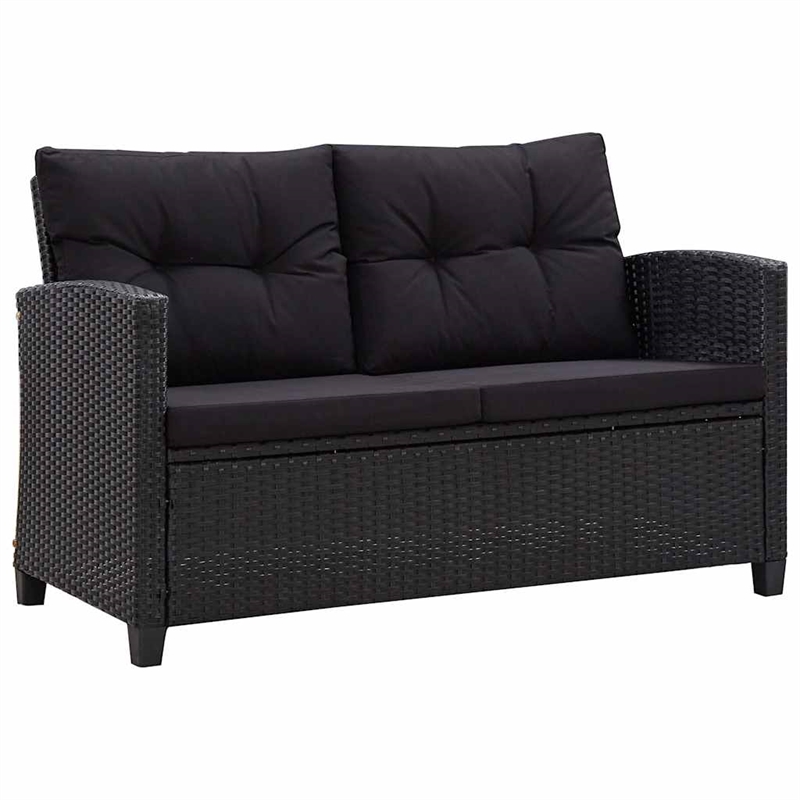 Pemberly Row Synthetic Poly Rattan 6 Pcs Garden Sofa Set in Black