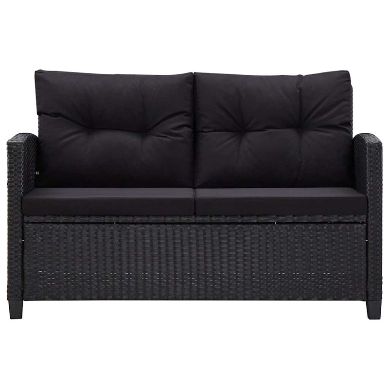 Pemberly Row Synthetic Poly Rattan 6 Pcs Garden Sofa Set in Black
