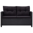 Pemberly Row Synthetic Poly Rattan 6 Pcs Garden Sofa Set in Black