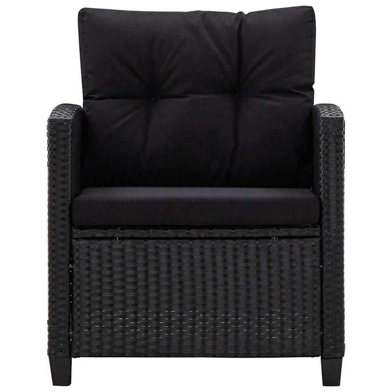 Pemberly Row Synthetic Poly Rattan 6 Pcs Garden Sofa Set in Black