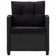 Pemberly Row Synthetic Poly Rattan 6 Pcs Garden Sofa Set in Black