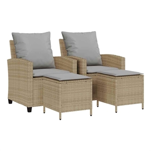 Pemberly Row Contemporary Garden Sofa Set in Beige And Light Gray