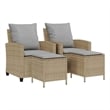 Pemberly Row Contemporary Garden Sofa Set in Beige And Light Gray