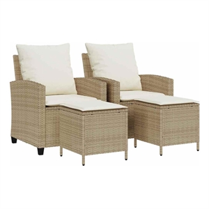 Pemberly Row Standard PE Rattan And Powder-Coated Steel Garden Sofa Set in Beige