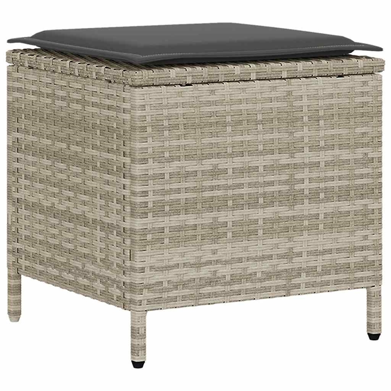 Pemberly Row Medium Rattan And Powder-Coated Steel Garden Sofa Set in Light Gray