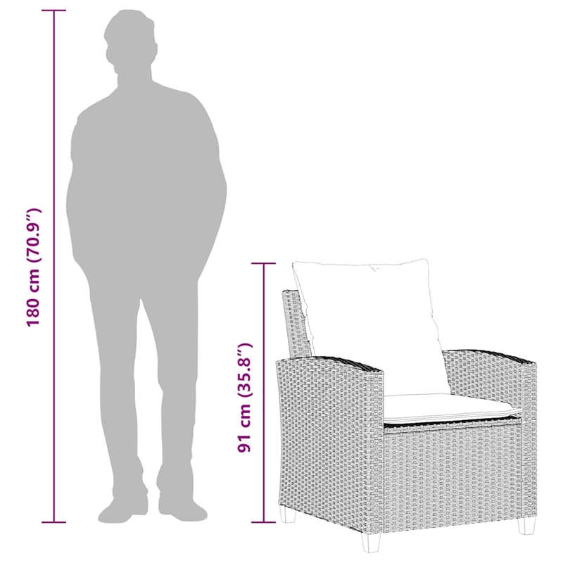 Pemberly Row Medium Rattan And Powder-Coated Steel Garden Sofa Set in Light Gray