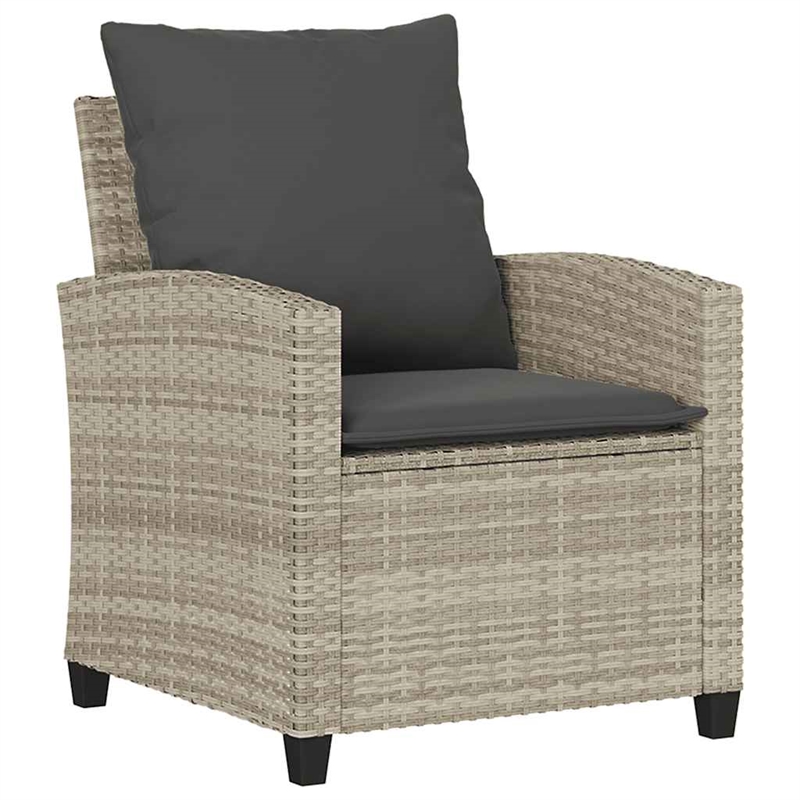 Pemberly Row Medium Rattan And Powder-Coated Steel Garden Sofa Set in Light Gray