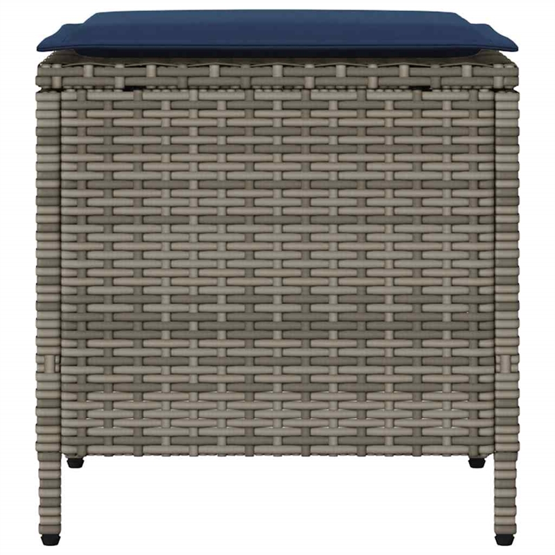 Pemberly Row Rattan And Powder-Coated Steel Garden Sofa Set - Gray & Navy Blue