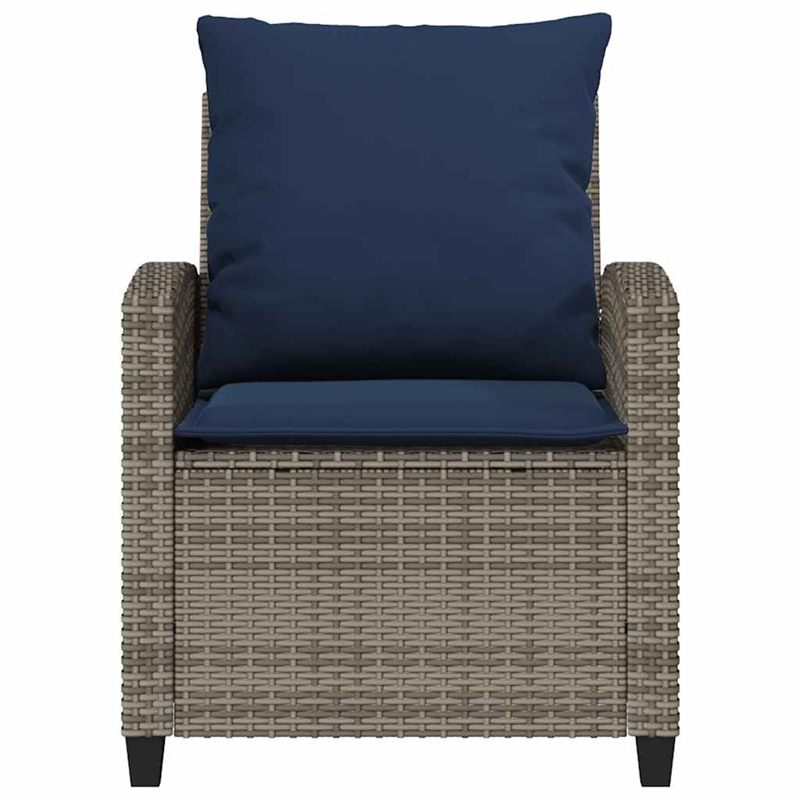 Pemberly Row Rattan And Powder-Coated Steel Garden Sofa Set - Gray & Navy Blue