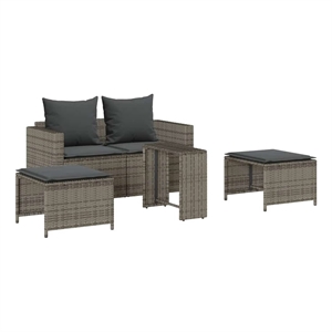 Pemberly Row Contemporary Garden Sofa Set in Gray And Dark Gray