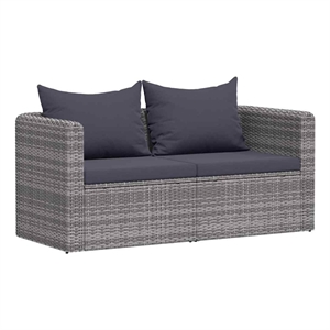 Pemberly Row Set of 2 PE Rattan Garden Sofa Set With Detachable Design in Gray