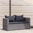 Pemberly Row Set of 2 PE Rattan Garden Sofa Set With Detachable Design in Gray