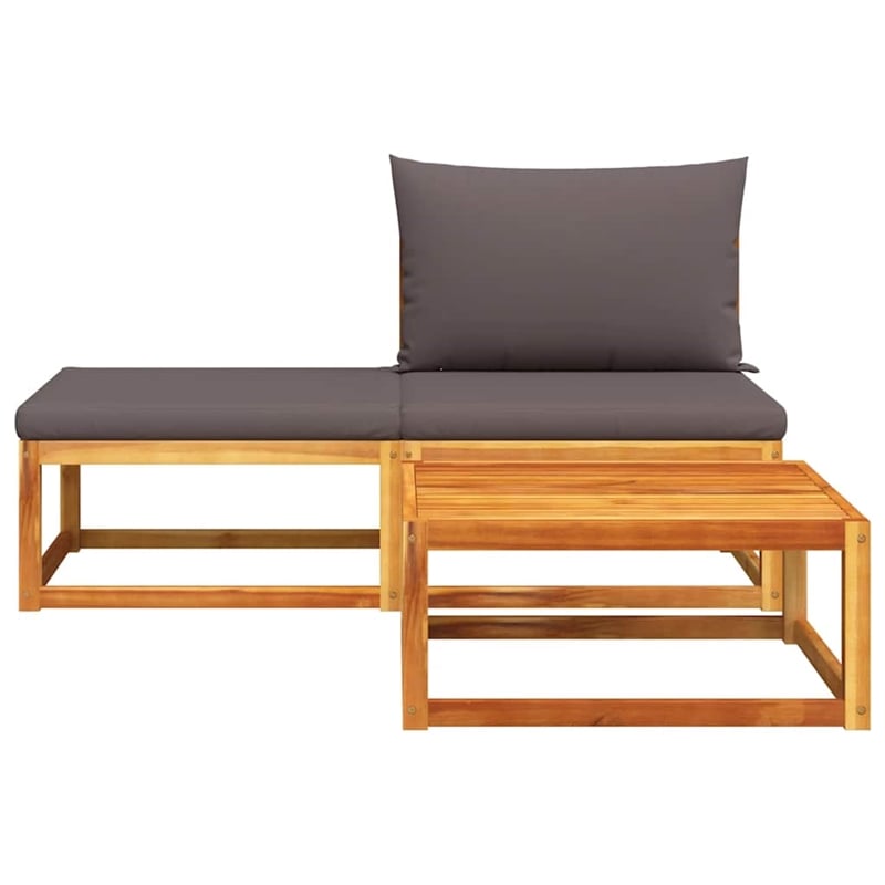 Pemberly Row 3 Pcs Acacia Wood And Rope Garden Sofa Set With Cushions