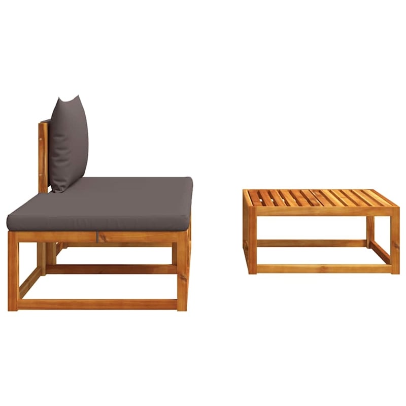 Pemberly Row 3 Pcs Acacia Wood And Rope Garden Sofa Set With Cushions