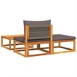 Pemberly Row 3 Pcs Acacia Wood And Rope Garden Sofa Set With Cushions