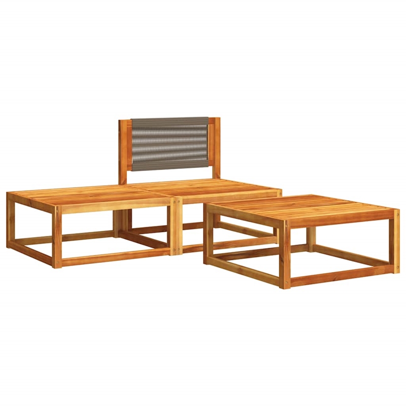 Pemberly Row 3 Pcs Acacia Wood And Rope Garden Sofa Set With Cushions
