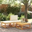 Pemberly Row 3 Pcs Acacia Wood And Rope Garden Sofa Set With Cushions