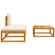 Pemberly Row 3 Pcs Acacia Wood And Rope Garden Sofa Set With Cushions