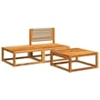 Pemberly Row 3 Pcs Acacia Wood And Rope Garden Sofa Set With Cushions