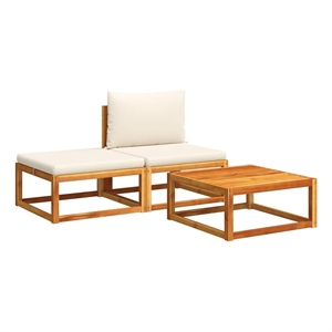 Pemberly Row Solid Acacia Wood Modular Garden Sofa Set in Black