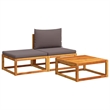 Pemberly Row Contemporary Solid Acacia Wood Garden Sofa Set in Gray