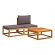 Pemberly Row Contemporary Solid Acacia Wood Garden Sofa Set in Gray