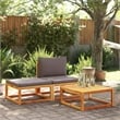 Pemberly Row Contemporary Solid Acacia Wood Garden Sofa Set in Gray