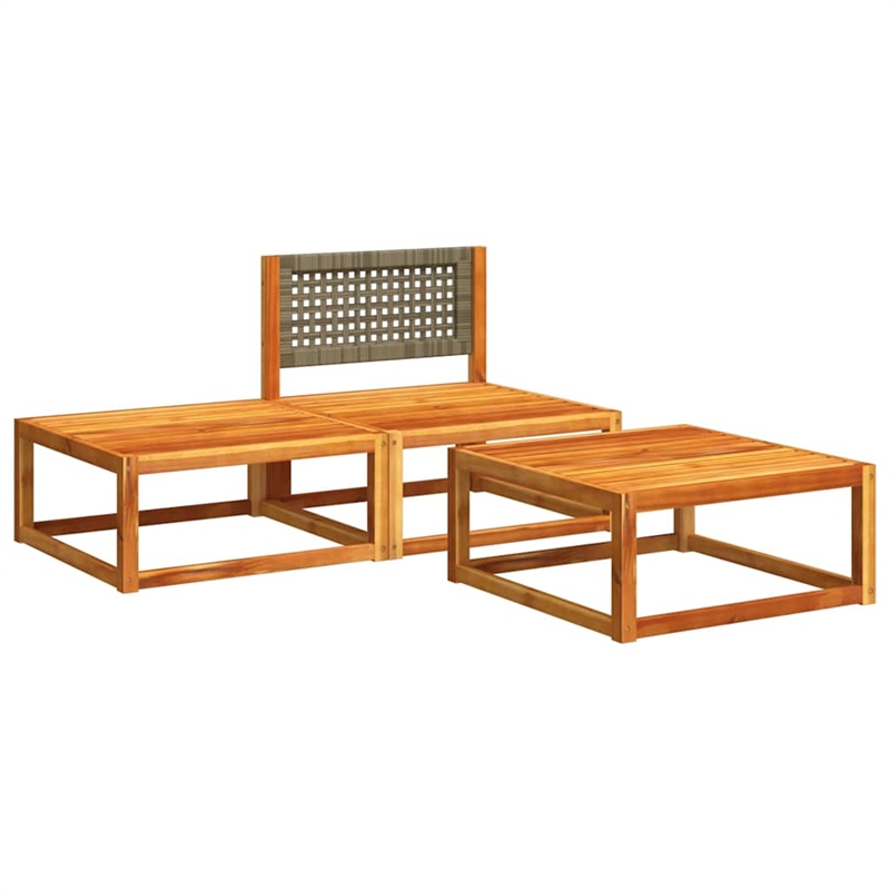 Pemberly Row Contemporary Solid Acacia Wood Garden Sofa Set in Gray