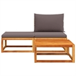 Pemberly Row Contemporary Solid Acacia Wood Garden Sofa Set in Gray