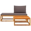 Pemberly Row Contemporary Solid Acacia Wood Garden Sofa Set in Gray