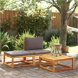Pemberly Row Contemporary Solid Acacia Wood Garden Sofa Set in Gray