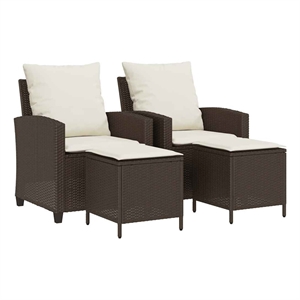 Pemberly Row Medium PE Rattan Garden Sofa Set With Removable Covers in Brown